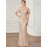 Women's Elegant Formal Wedding gown - Mermaid party dress with Cross V-Neck, Glamorous long evening gown for Proms, galas - Stretchy Polyester Formal Attire for Women, Special Occasion, Fitted Top, Luxurious Finish, Glamorous Eveningwear, Bridal Party