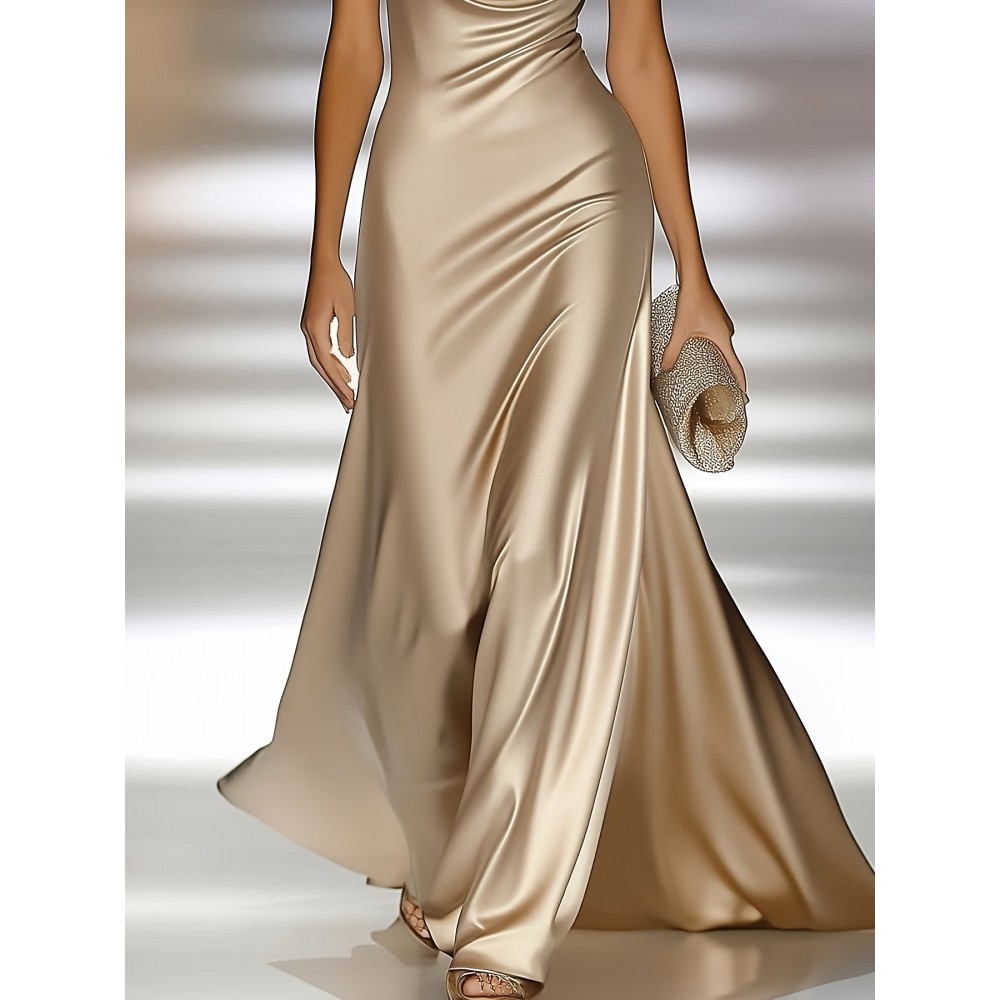 Women's Elegant Backless Evening gown - Champagne - Formal Party Wedding - Bodycon Mermaid - Machine Washable Luxury Formal dress - for Gala Prom - Adult Women's Formal Attire