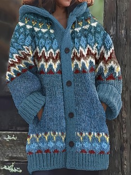 [Cozy Elegant Cardigan Sweater] Cozy Elegant Women's Cardigan Sweater Coat | Hooded Button-front Closure, Turquoise/Red/Black/Gray/White, Machine Washable Winter Jacket for Everyday & Formal Outfits, Autumn Knitwear, Comfortable Fit