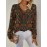 [Elegant Bohemian Sweater] Elegant Bohemian Women's V-Neck Long Sleeve Sweater | All-Season Floral Digital Print Pullover for Office, Streetwear & Home - Versatile Casual Chic Top