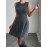2pcs Elegant Set: Gray Button-Front Long-Sleeve Sweater and Round-Neck Pleated Sleeveless Dress