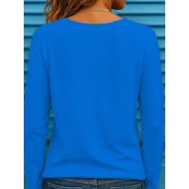 Plus Size Women's Long Sleeve Round Neck T-Shirt New Fashion Letter Print ii 369, Everyday Outfit, Winter Clothing, Trendy Top, Stylish Tee, Medium Stretch, Breathable Shirt, Printed Tshirt, Oversized Top, Fashion Lovers, Bodypositive Wear