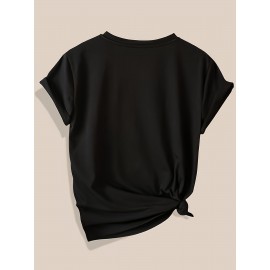 [3pcs Retro Tees] 3pcs Retro Love Heart Graphic Tees | Casual Short Sleeve Women's T-Shirts in Beige, Red & Orange with Golden Accents, Soft Polyester Blend