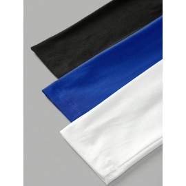 [5pcs Soft T-Shirts] 5pcs Plus Size Women's Soft Long Sleeve T-Shirts | Casual Round Neck Tops, Solid Color Basic Tees for Spring/Fall, Machine Washable | Black, Blue, White, Red, Pink, Ladies T Shirts, Seasonal Fashion, Simple Design, Comfortable Fit