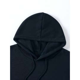 Machine Washable Polyester Blend Women's Casual Hoodie & Jogger Set - Letter Print, Drawstring Waist with Pockets, Perfect for Fall/Winter