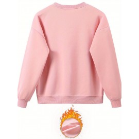 Women'S Stylish Casual Cherry Print Sweatshirt Set, Autumn And Winter Fleece Sweatshirt Outfit for Ladies.