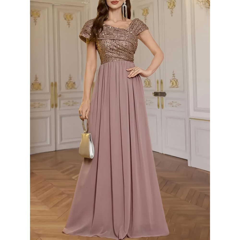 Women's Elegant Wedding Dresses - Formal Evening gowns with Slim Fit & Flowy Train, Bridal party, Prom, Gala - Machine Washable Lace-like Party gowns in - by XinYu, Prom Dress, Fitted Bodice, Shimmering Fabric, Stylish Formalwear, Event Attendees